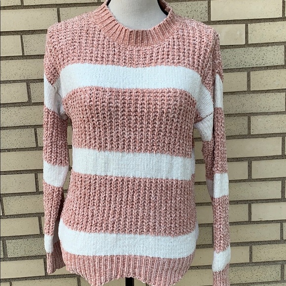 PEACH IVORY STRIPE SOFT SWEATER TOP - Picture 3 of 8